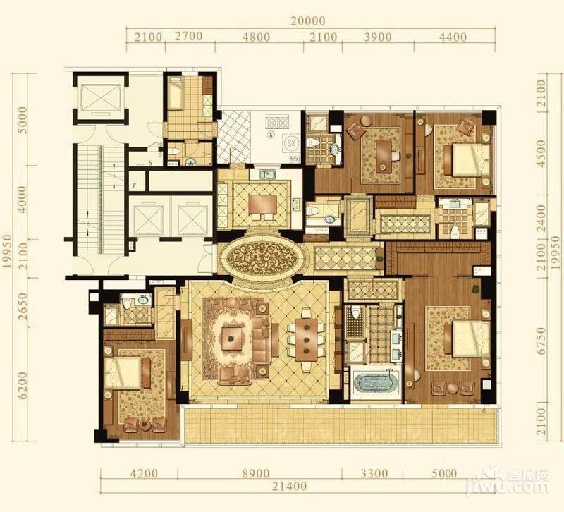 绿城蓝色钱江4室2厅6卫401㎡户型图