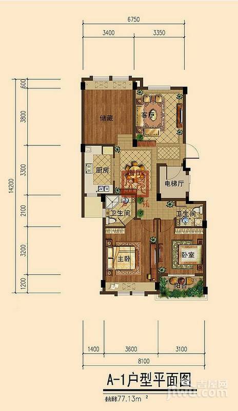 华元爱丁郡2室2厅2卫89㎡户型图