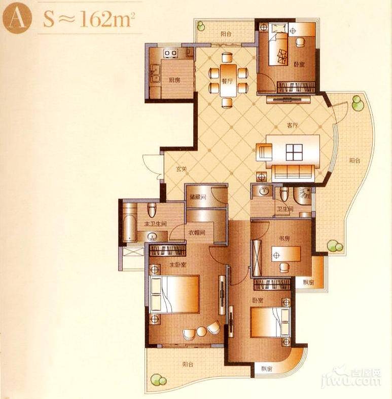 泊金湾4室2厅2卫162㎡户型图