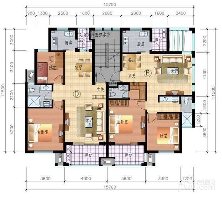 东冠逸景花苑2室2厅1卫82.3㎡户型图