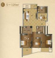 泊金湾3室2厅2卫120㎡户型图