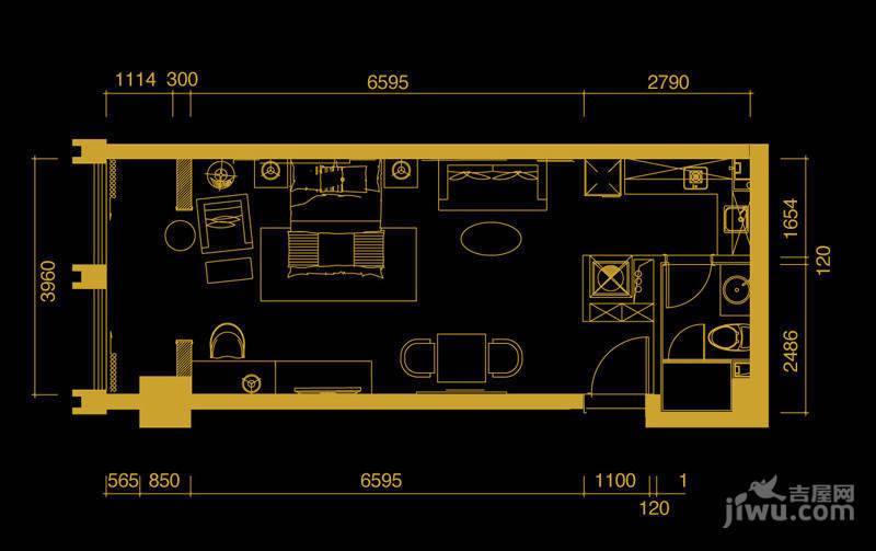 方正360空间1室1厅1卫65㎡户型图