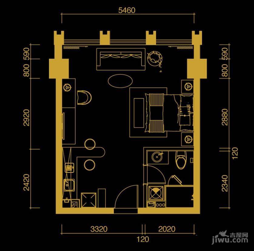 方正360空间1室1厅1卫65㎡户型图