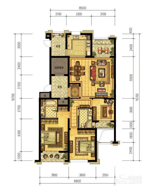 通和府尚公馆3室2厅2卫138㎡户型图