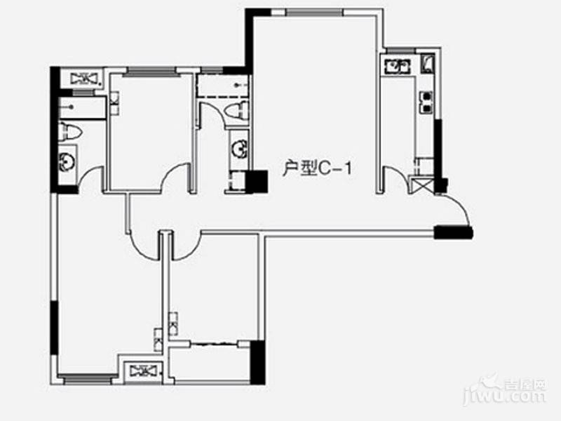 龙耀华府3室2厅2卫116.2㎡户型图