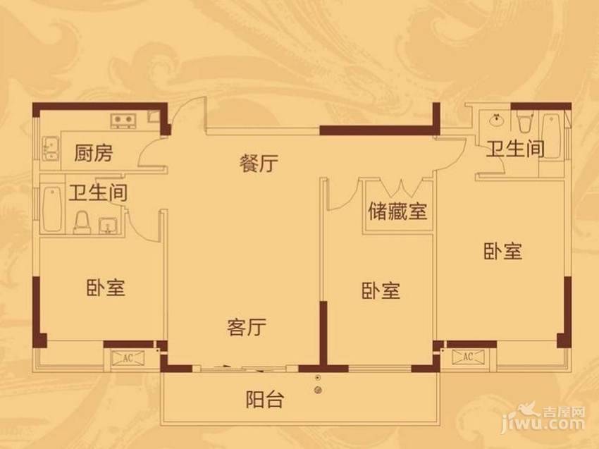 祥鑫天骄城3室2厅2卫143㎡户型图