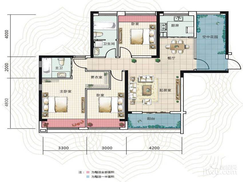 锦绣龙城千锦3室2厅2卫126.4㎡户型图