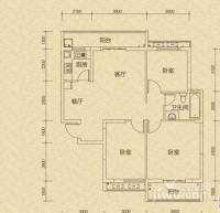 滠水春晓3室2厅1卫112.8㎡户型图