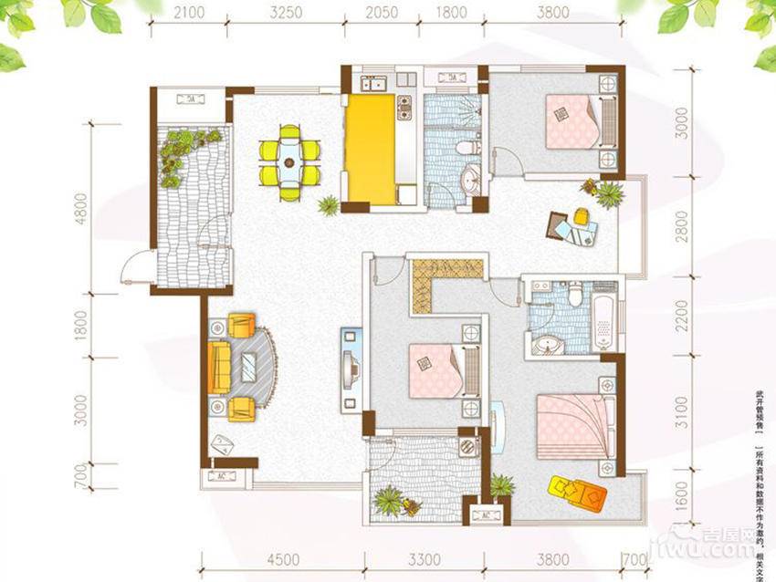 洪福添美城市广场4室2厅2卫175㎡户型图