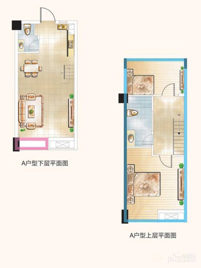 枫景国际公寓2室2厅1卫36㎡户型图
