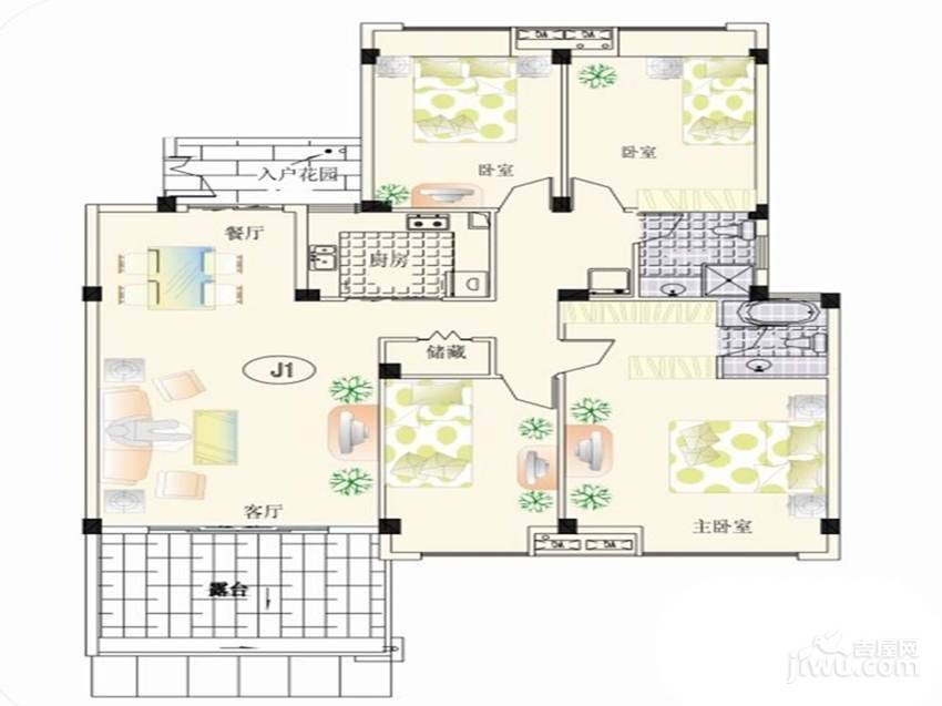 水印桃源二期4室2厅2卫151.8㎡户型图