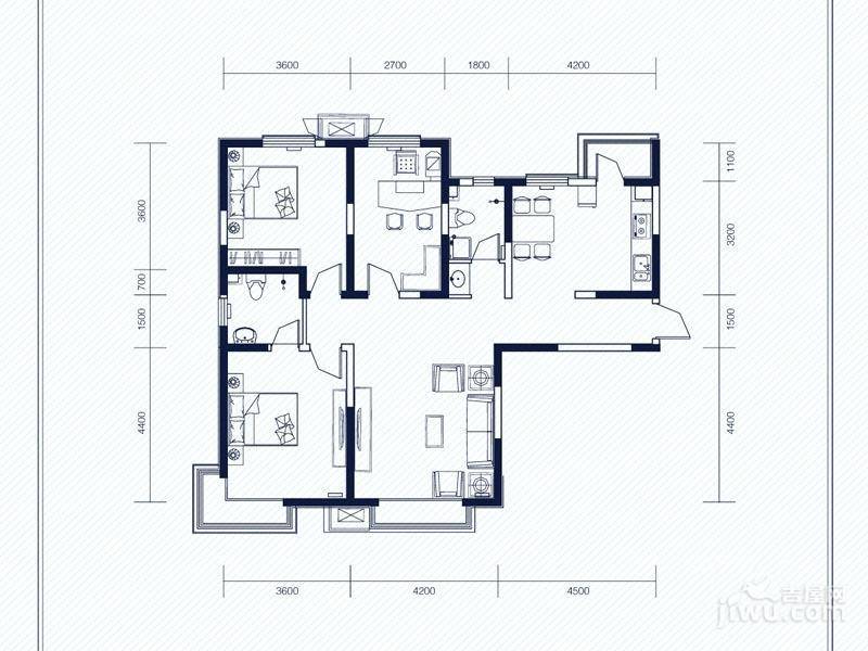 建投观海3室2厅2卫127㎡户型图