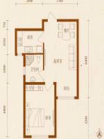 金泰丽湾1室2厅1卫60.3㎡户型图