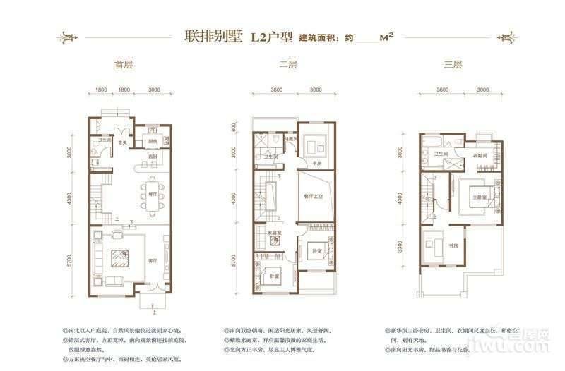 首创溪堤郡雅园2室3厅3卫240㎡户型图