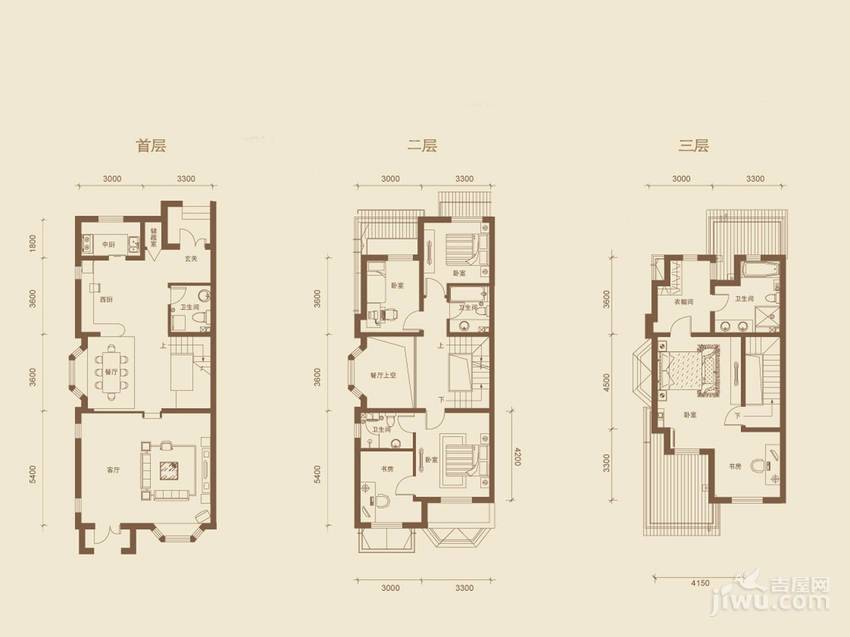 首创溪堤郡雅园5室4厅4卫260㎡户型图