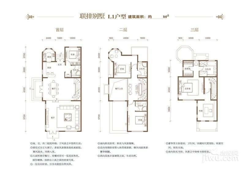 首创溪堤郡雅园5室3厅4卫240㎡户型图