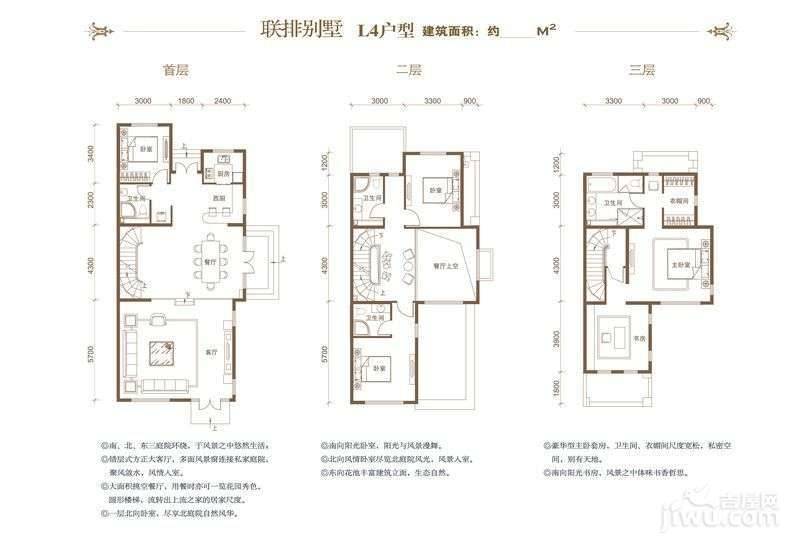 首创溪堤郡雅园5室3厅4卫240㎡户型图