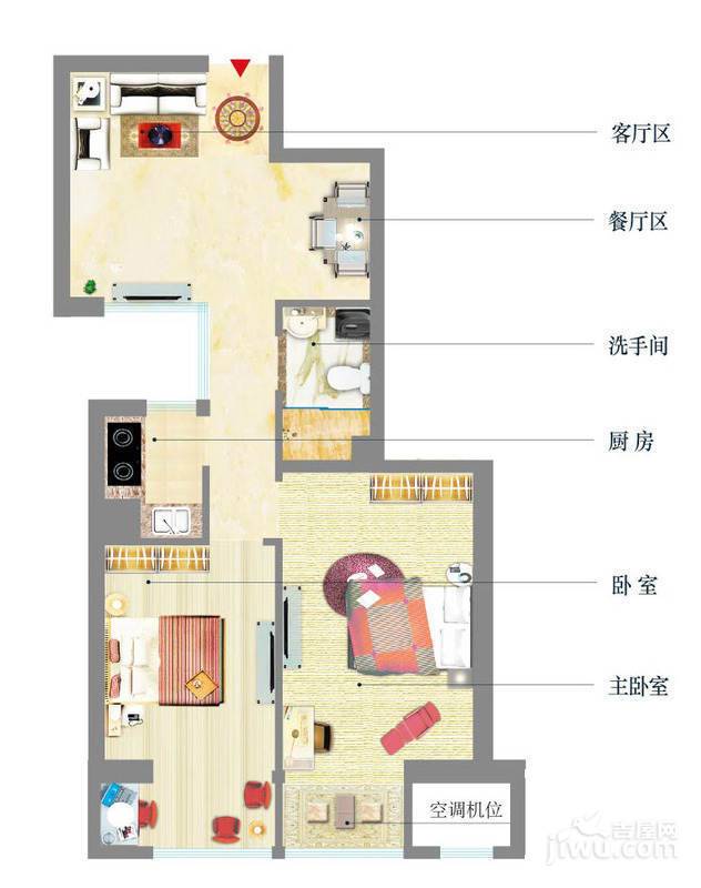 卓越浅水湾2室2厅1卫83㎡户型图