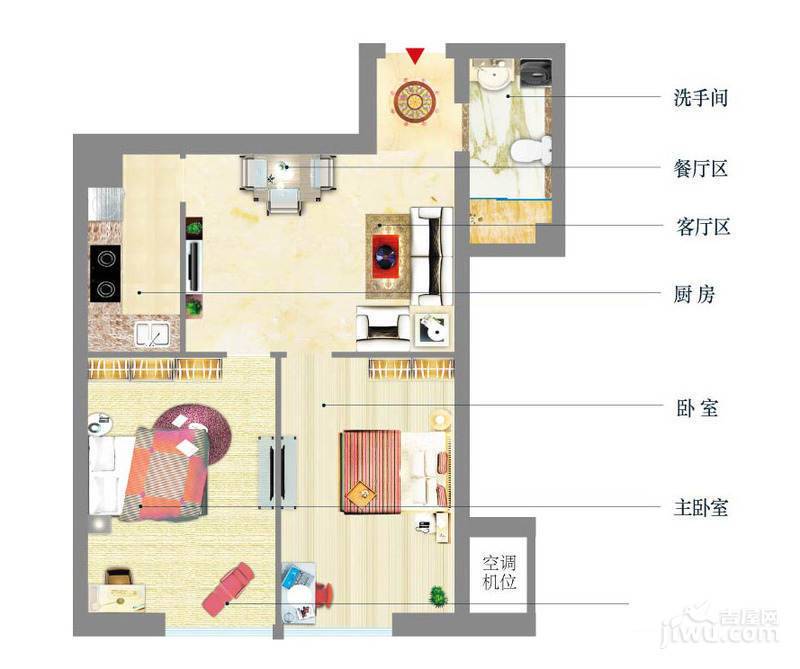 卓越浅水湾2室2厅1卫85㎡户型图