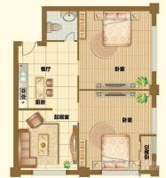 港基中心2室1厅1卫100㎡户型图