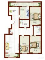 利海公寓3室2厅2卫182㎡户型图