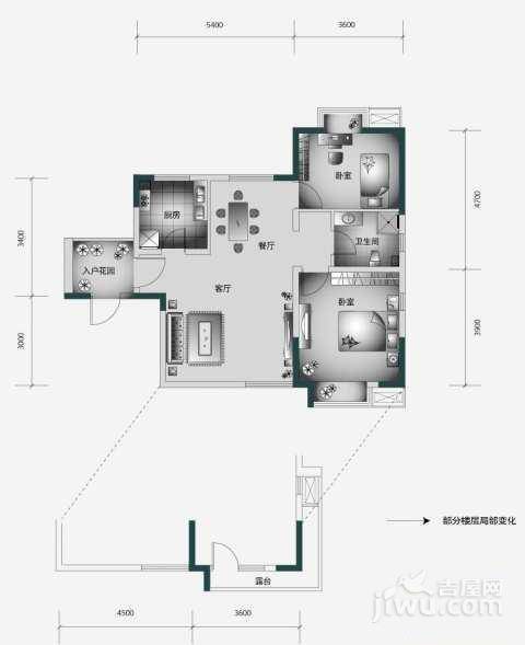 泰达港湾2室2厅1卫87.9㎡户型图