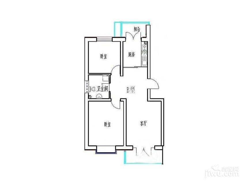 阳光丽景2室1厅1卫92㎡户型图