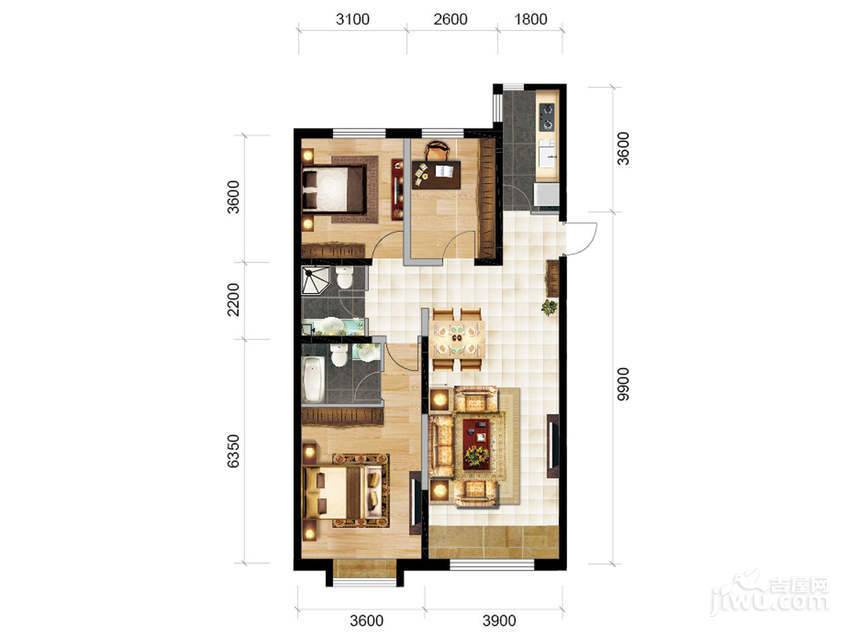 融侨观邸3室2厅2卫124㎡户型图