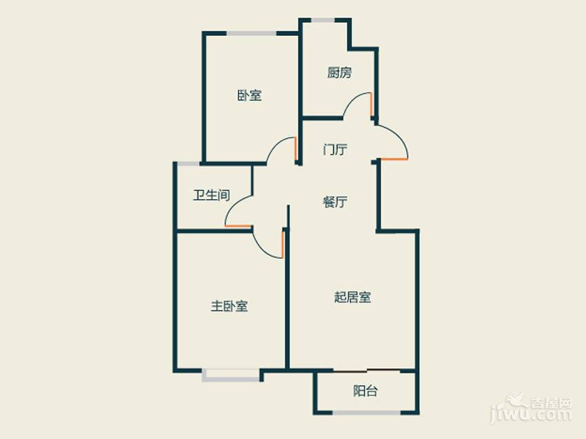 武清五一阳光2室1厅1卫84.8㎡户型图