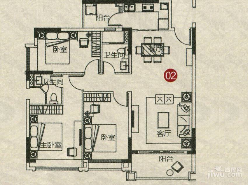 敏建锦绣世家4室2厅2卫125㎡户型图