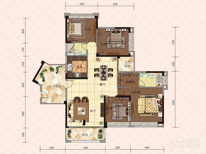 保利花城4室2厅2卫175㎡户型图