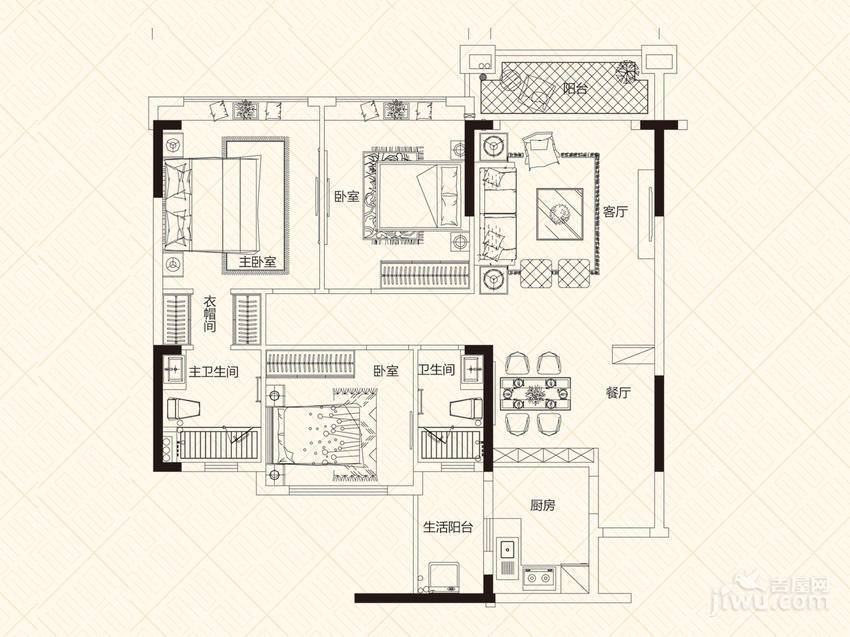 丰泰城市公馆3室2厅2卫123㎡户型图