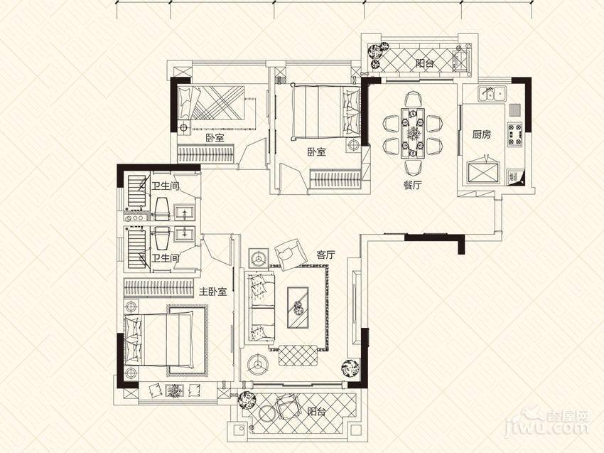 丰泰城市公馆3室2厅2卫111㎡户型图