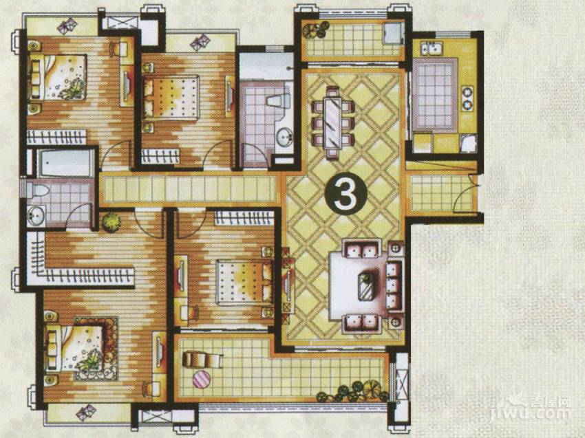 保利公园九里4室2厅2卫164.7㎡户型图