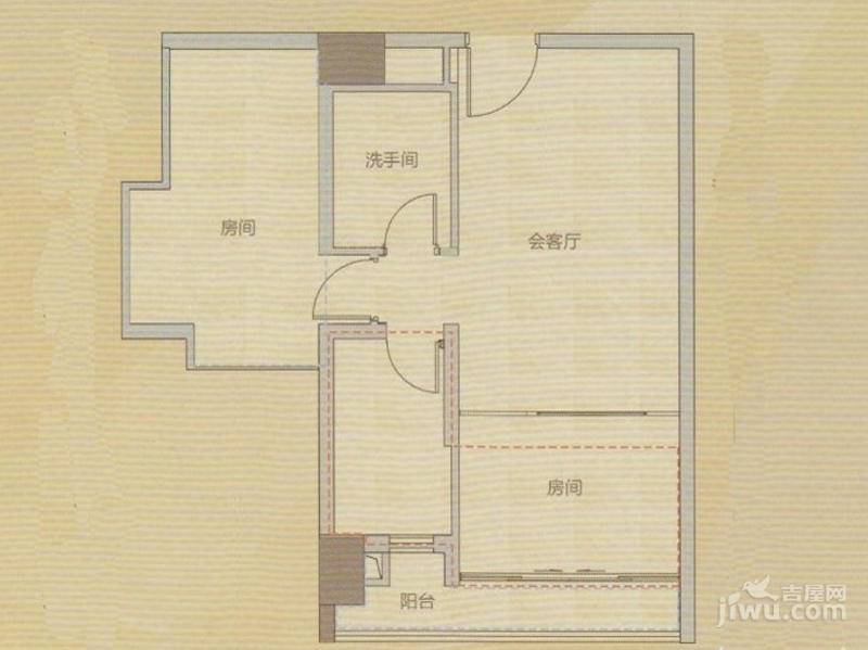 佳润云凯雅寓2室1厅1卫41㎡户型图