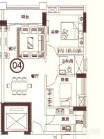 誉林公园一号2室2厅1卫74.2㎡户型图