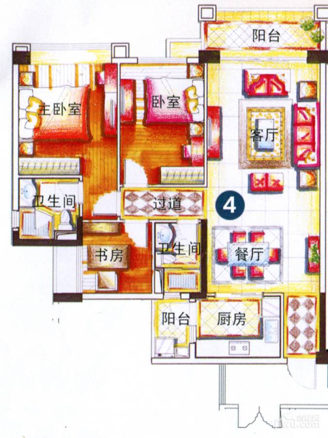 锦绣半山御景3室2厅2卫110㎡户型图