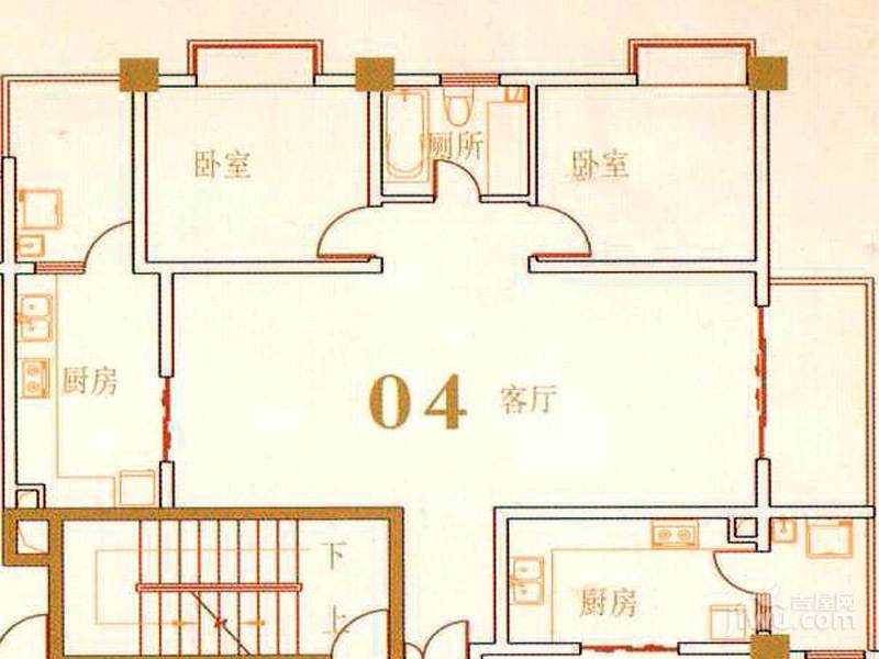 帝缘花园2室2厅1卫107.5㎡户型图