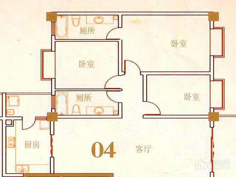 帝缘花园2室2厅1卫107.5㎡户型图