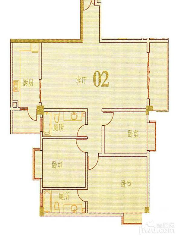 帝缘花园3室2厅2卫143.2㎡户型图