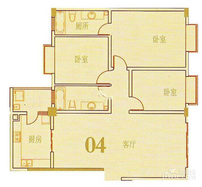 帝缘花园2室2厅1卫107.5㎡户型图