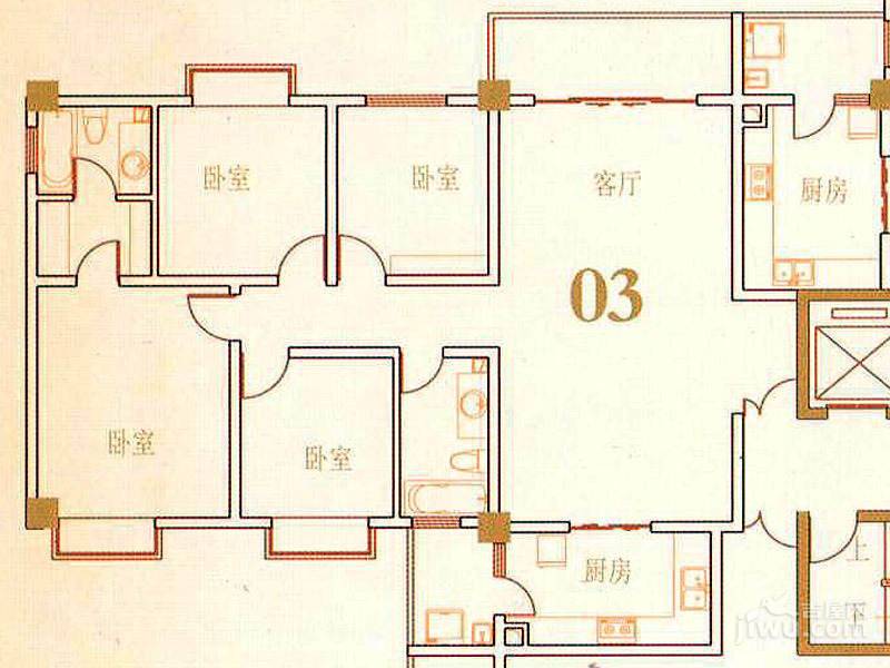 帝缘花园4室2厅2卫147.3㎡户型图