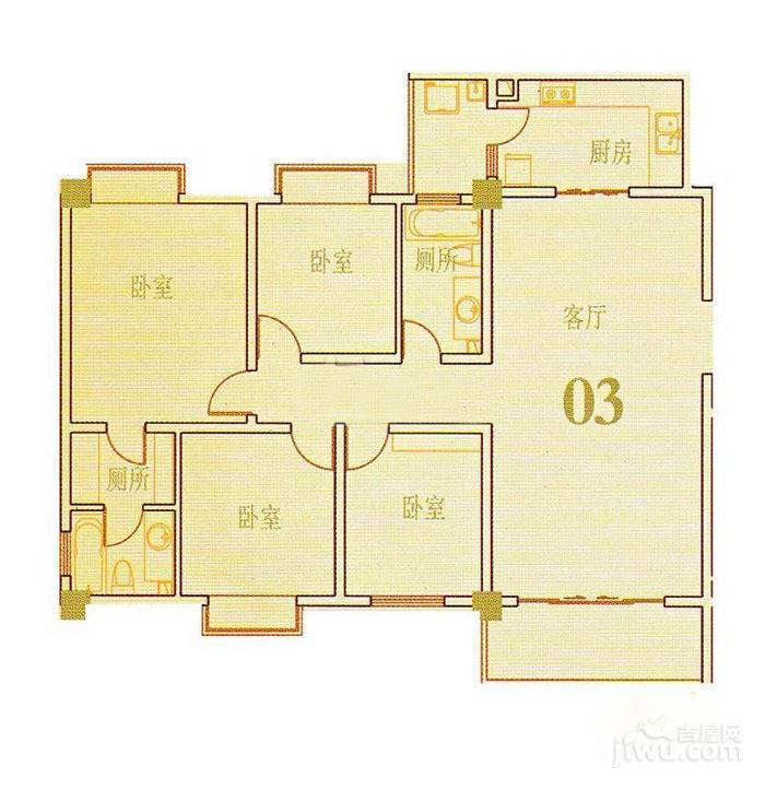 帝缘花园4室2厅2卫147.3㎡户型图