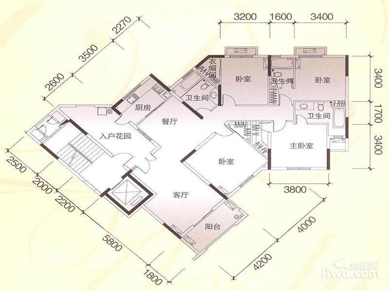 风神公社4室2厅3卫162㎡户型图