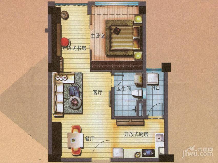 碧桂园空港国际2室2厅1卫59㎡户型图