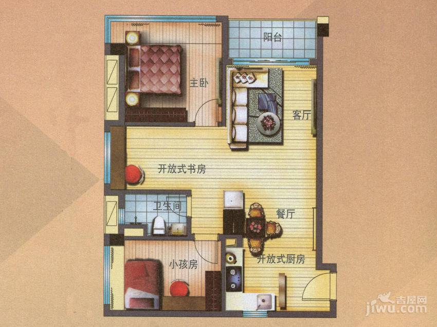 碧桂园空港国际3室2厅1卫92㎡户型图