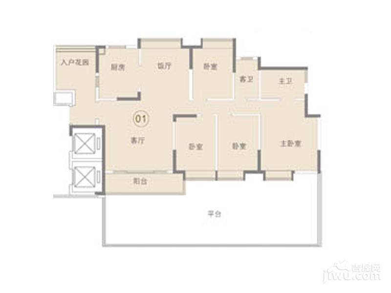 东山京士柏4室2厅2卫173.4㎡户型图