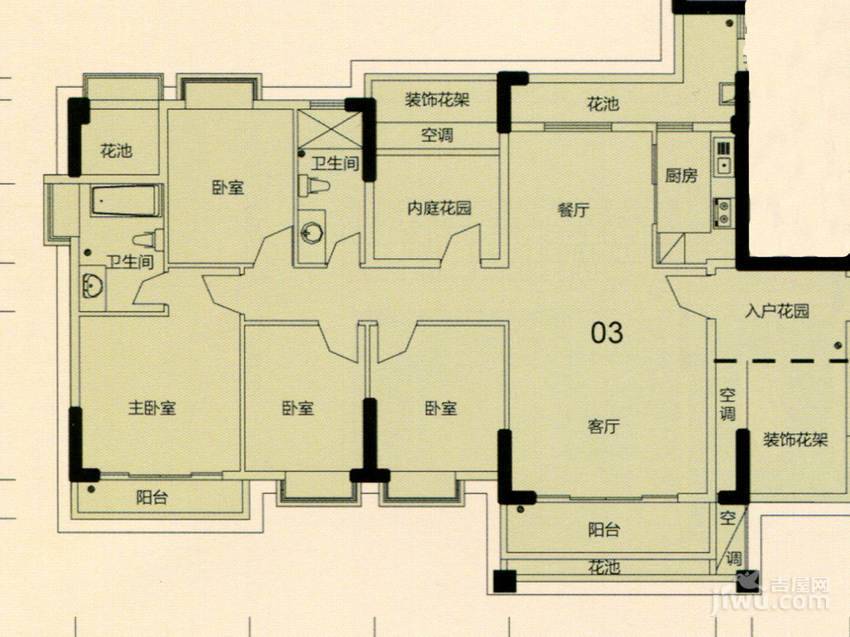 富城华府4室2厅2卫141.3㎡户型图