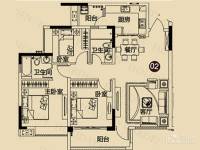 现代城·假日花园2室2厅2卫115.6㎡户型图