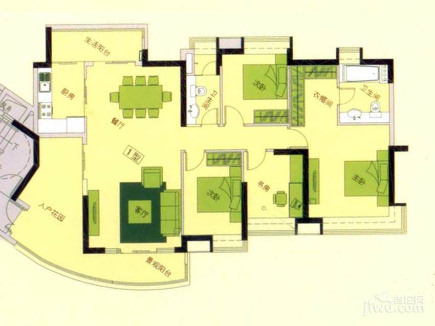 广州新塘新世界花园4室2厅2卫148㎡户型图